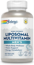 SOLARAY Liposomal Multivitamin for Men Enhanced Absorption Immune Energy &amp Bone Support Supplement Mens Daily Multi Vitamin BCAAs Vitamin D3 C B12 Zinc Vegan Soy Free 60 Serv 120 VegCa