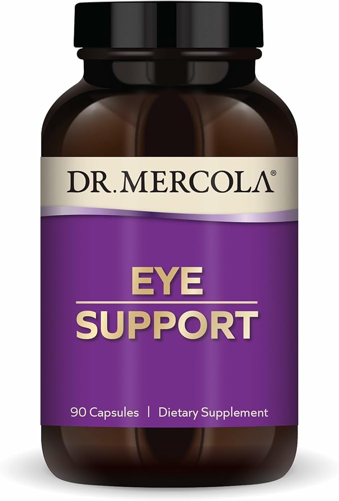 Dr. Mercola Eye Support - Supports Eye &amp Vision Health - with Lutein Zeaxanthin Organic Astaxanthin &amp Black Currant - Non-GMO Gluten-Free &amp Soy Free - 90 Capsules (90 Servings)