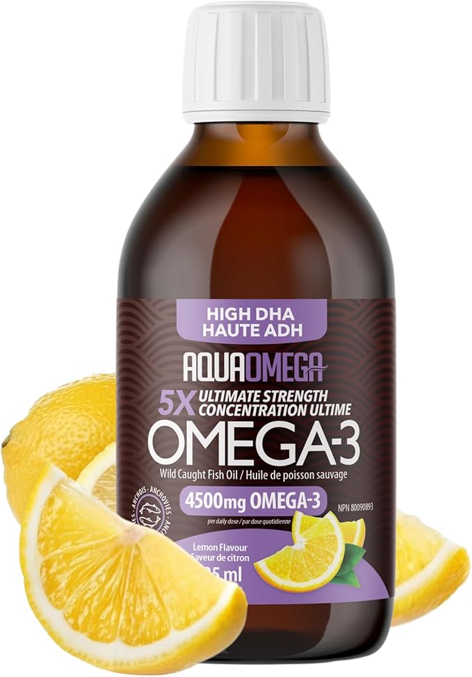 5X Ultimate Strength Omega 3 Fish Oil Liquid with Vitamin D Burpless Liquid Fish Oil Supplements with High DHA and EPA Omega 3 Fatty Acid Supplements 7.60 floz Lemon Flavor