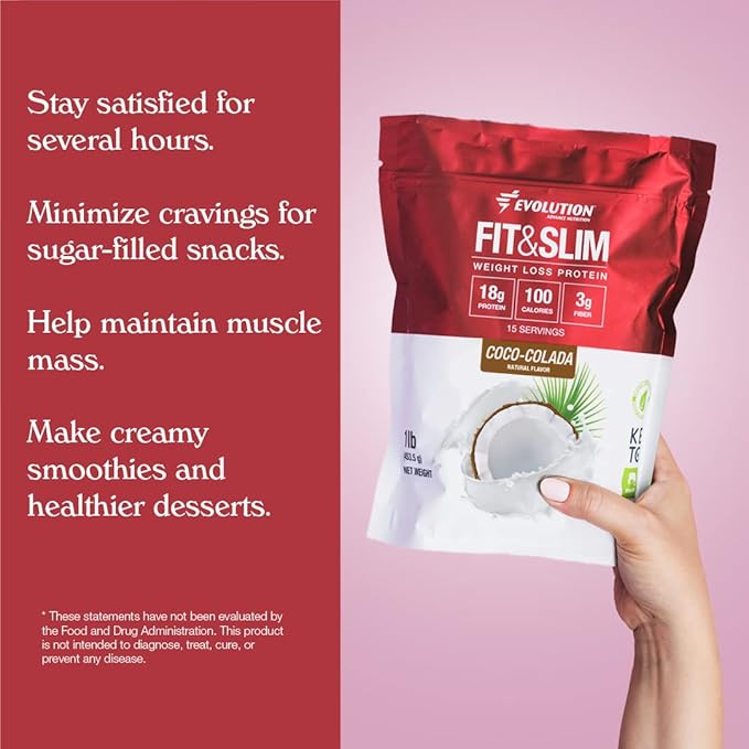 Evolution Advance Nutrition Fit &amp Slim Blend – Grass-Fed Whey Protein Powder for Easy Digestion Keto-Approved Non-GMO Stevia Sweetened Natural Flavor – 2 Pounds (Coco-Colada)