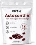 DIVANI Astaxanthin Astaxanthin 12mg Antioxidant Supplement for Daily Wellness Immune Eye &amp Skin Support Non-GMO Gluten Free - 120 Softgels (1)