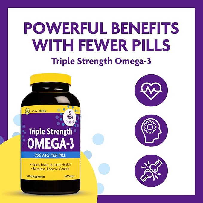 InnovixLabs Mood Probiotic &amp Triple Omega Bundle Mood Probiotic (60 Capsules) Triple Strength Omega-3 Fish Oil (200 Softgel). Supports Brain Joints and Immune Health*