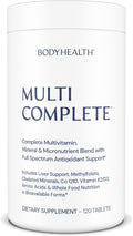 BodyHealth Multi Complete (120 Ct) Daily Multivitamin for Men and Women with Whole Foods Minerals Antioxidants Organic Green Food Concentrates and Liver Detox Extracts Non GMO