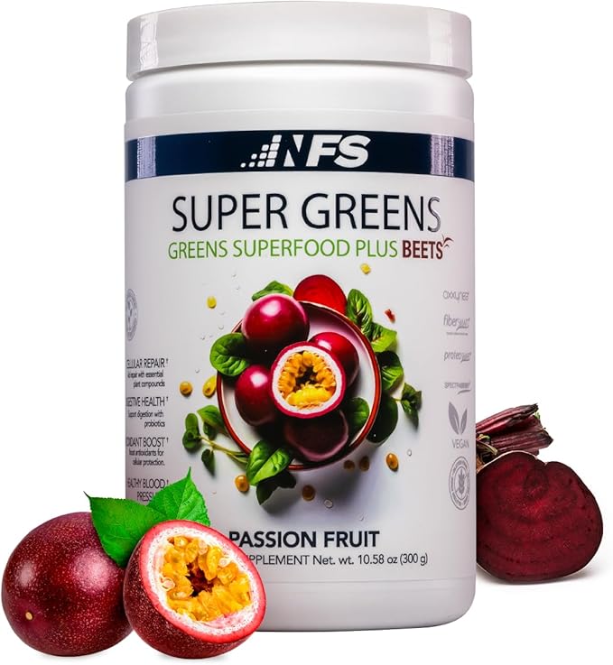 Super Greens Beet Infused Superfood Powder – Organic Green Superfoods Protein Antioxidants &amp Probiotics Supports Healthy Blood Pressure Digestion &amp Energy Boost – (Passion Fruit 30 Servin