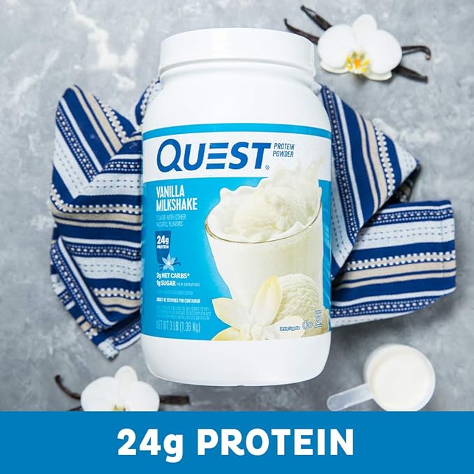 Quest Nutrition Vanilla Milkshake Protein Powder 24g of Protein 1g of Sugar Low Carb &amp Chocolate Milkshake Protein Powder 22g Protein 1g Sugar Low Carb Gluten Free