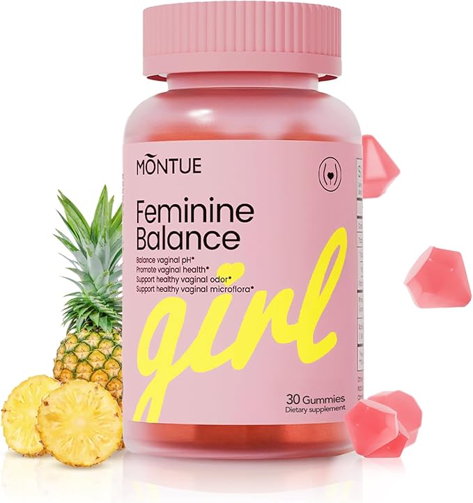 Pineapple Probiotic Gummies for Women pH Balance 10B CFU Bacillus Coagulans 200mg Vitamin C Sugar-Free Feminine Support for Vaginal Health &amp Odor Vegan Gluten-Free 60 Gummies (30 Servings)