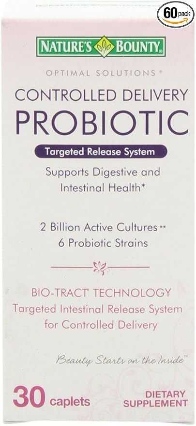 Nature's Bounty Controlled Delivery Probiotic Caplets 30 Count pack of 2