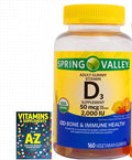 Spring Valley Vegetarian Vitamin D3 Gummies 2000 IU 50 mcg 160 Ct+Better Guide Vitamins Supplements Book Free Include (Cannot Sold Separately)