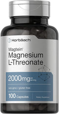 Horbäach Magtein Magnesium L-Threonate | 2000mg Supplement | 100 Capsules | for Men &amp Women | Non-GMO and Gluten Free