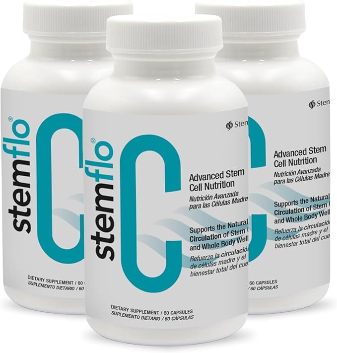 StemFlo® Advanced Formula Trans-Resveratrol Curcumin and Super Antioxidants for Health Longevity and Vitality 60 Capsules (3 Pack)
