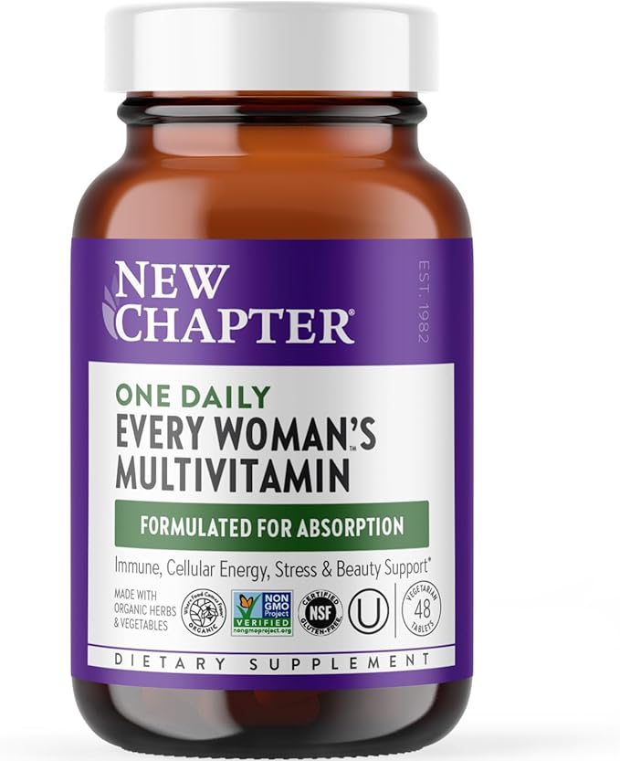 New Chapter Women’s Multivitamin Iron B6 B12 Biotin for Hair Growth D3 VIT C Zinc for Immune &amp Stress Support Gentle on an Empty Stomach One Daily Non-GMO Gluten-Free 18+ 48 Tablets