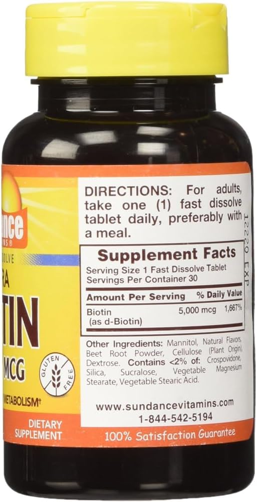 Sundance Vitamins Ultra Biotin 5000 mcg - 30 Tablets Pack of 3