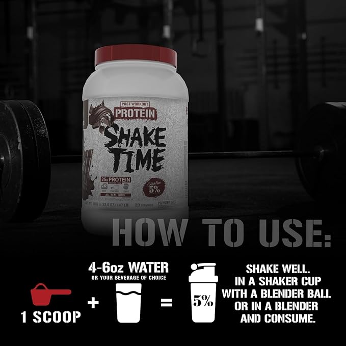 5% Nutrition Rich Piana Shake Time | 24g Animal Based Protein Drink | Grass-Fed Beef Isolate Chicken Egg | No Sugar or Soy (Chocolate)