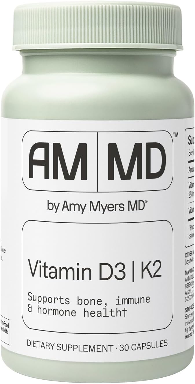 Amy Myers MD Vitamin D3/K2 10000 IU Capsules - Daily Vitamin Supplement for Bone Immune &amp Hormone Health Support - Healthy Mindset &amp Relaxation Aid - 30 Capsules