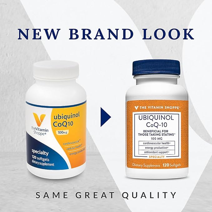The Vitamin Shoppe Ubiquinol CoQ-10 100mg Beneficial for Those (120 Softgels)