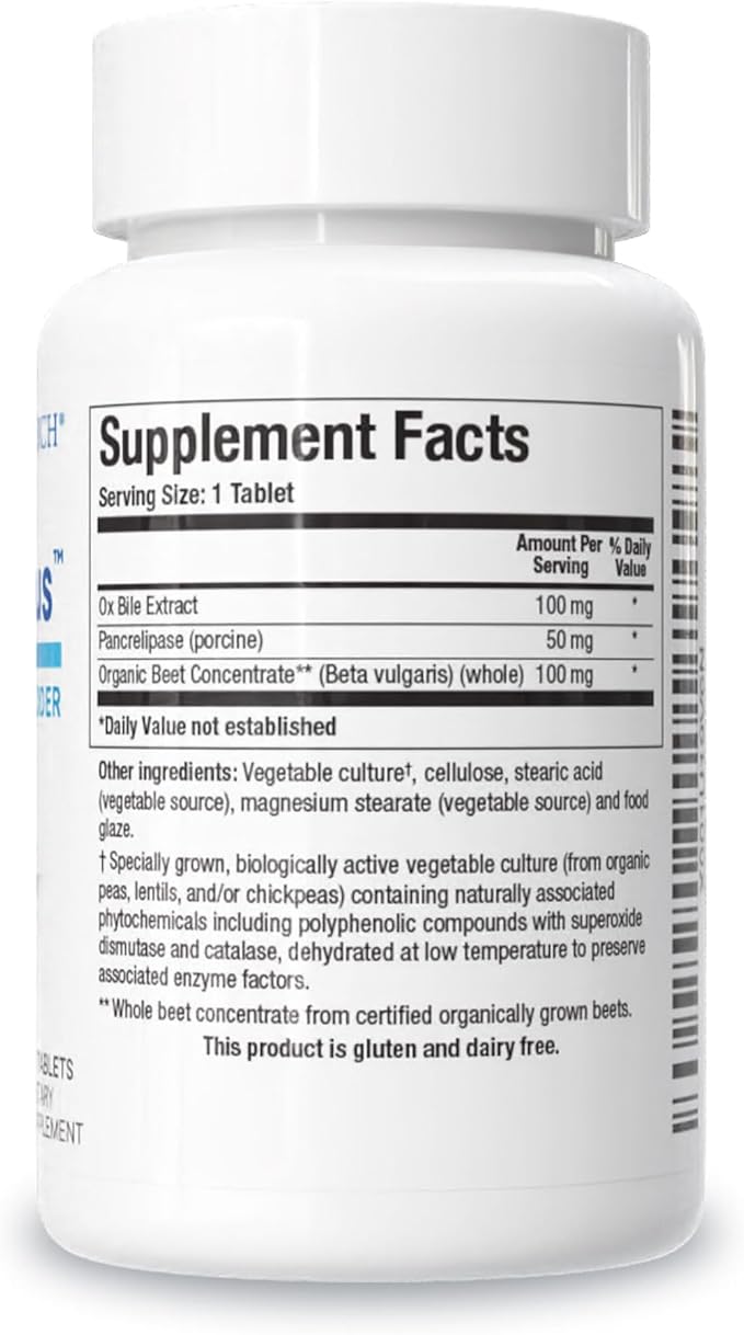 Biotics Research Beta-Plus™ Nutritional Ox Bile Salts Digestive Enzymes Supplement for Bile Production for No Gallbladder-Supports Overall Liver Function Aids Fat Digestion Supplies Betaine 90 Tabs