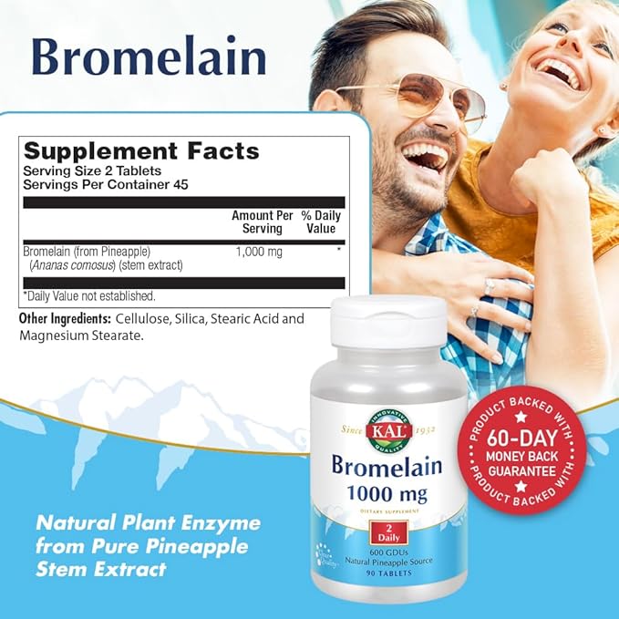 KAL Bromelain Tablets 1000 mg 90 Count