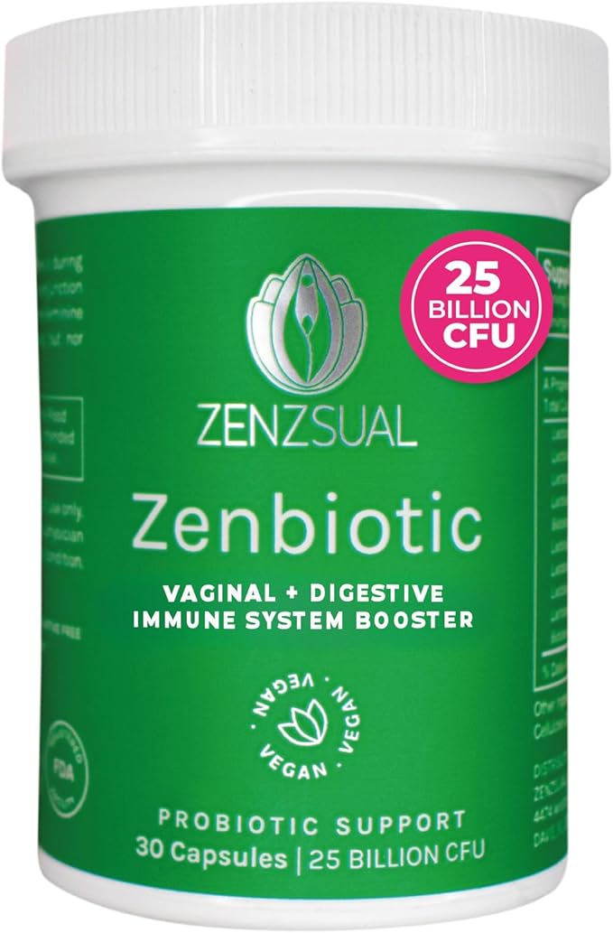 ZENZSUAL Zenbiotic Probiotics Support for Women – 25 Billion CFU Vaginal Health &amp pH Balance Support Odor &amp Yeast Control Gut &amp Digestive Health Urinary Comfort Hormone Balance 30 Ve