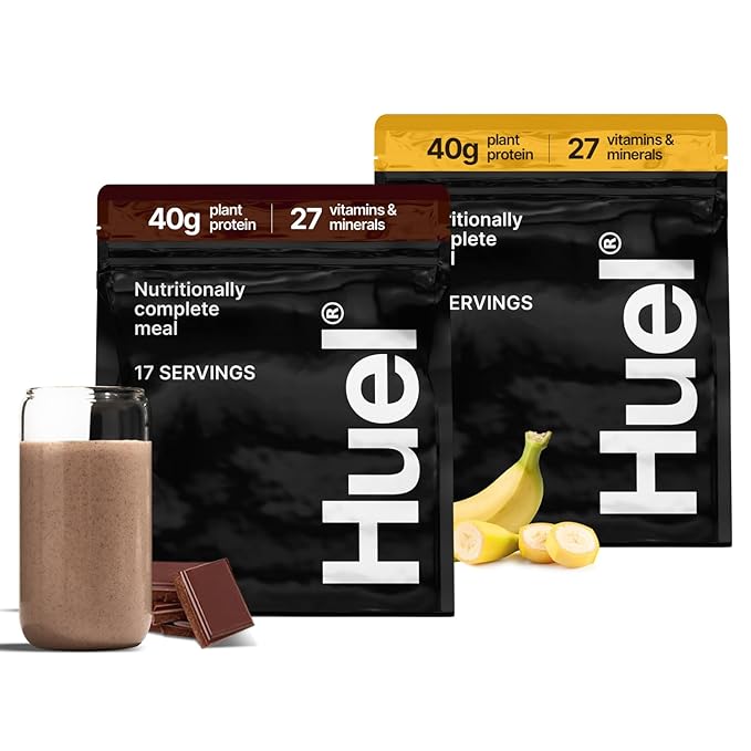Huel Black Edition Bundle | Chocolate + Banana 40g Vegan Protein Powder | Nutritionally Complete Meal Replacement | 27 Vitamins and Minerals Gluten Free