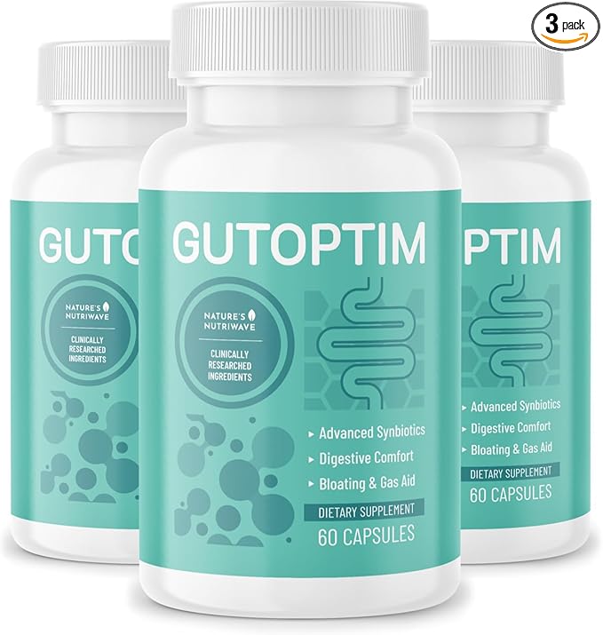 GutOptim Probiotic &amp Prebiotic Capsules | Pre and Probiotics for Synbiotic Gut Health &amp Bloating Relief for Women &amp Men | Enzyme with Probiotics for Digestive Health | Non-GMO 60 Ct 3 Mo