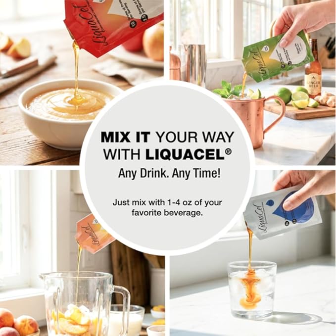 LiquaCel Concentrated Liquid Protein Ginger-Ale Flavor 16g Hydrolyzed Collagen Protein and 2.5g Arginine Per Single-Serving Packet Sugar &amp Gluten Free 1fl oz Packets 100ct Case