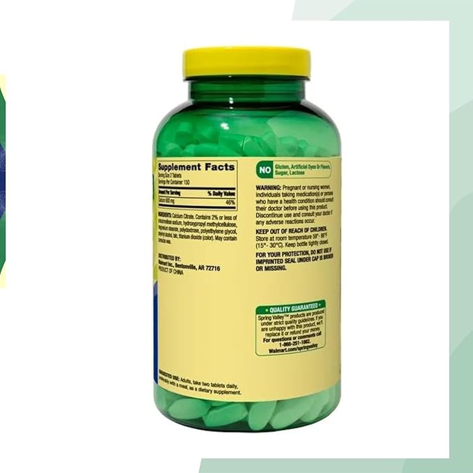 Calcium Citrate 600mg 300 Tablets per Bottle Bone &amp Joint Health (Pack of 1)