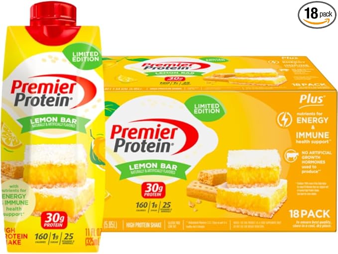 Premier Protein Shake Lemon Bar 30g Protein 11 Fl Oz 18 Ct