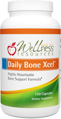 Wellness Resources Daily Bone Xcel - Bone Support and Calcium Supplement with MCHC/MCHA Calcium Magnesium Vitamin D3 and K2 |150 Capsules Sugar-Free Non-GMO Gluten-Free Dairy-Free