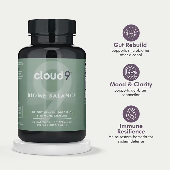 Cloud9 Biome Balance – 13-Strain Probiotic for Gut Mood &amp Immune Support – 20 Billion CFU – Vegan Dairy-Free Shelf-Stable – Made in USA- 30 Capsules