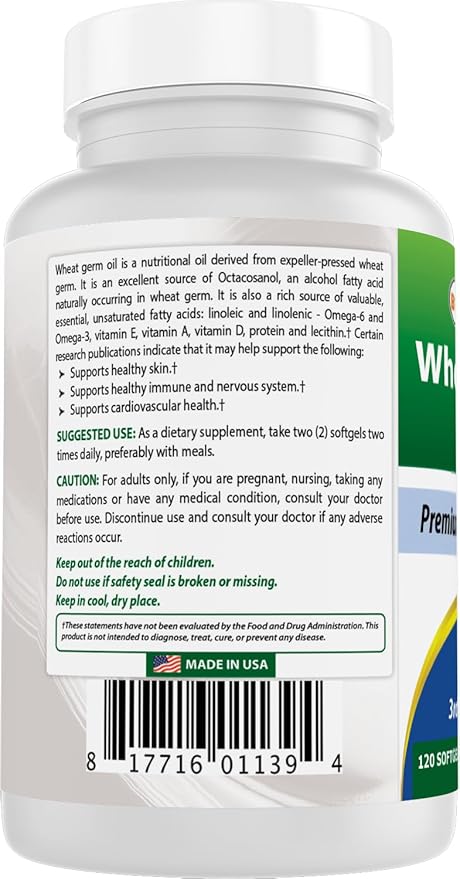 Best Naturals Wheat Germ Oil 1130 mg 120 Softgels (Pack of 3)