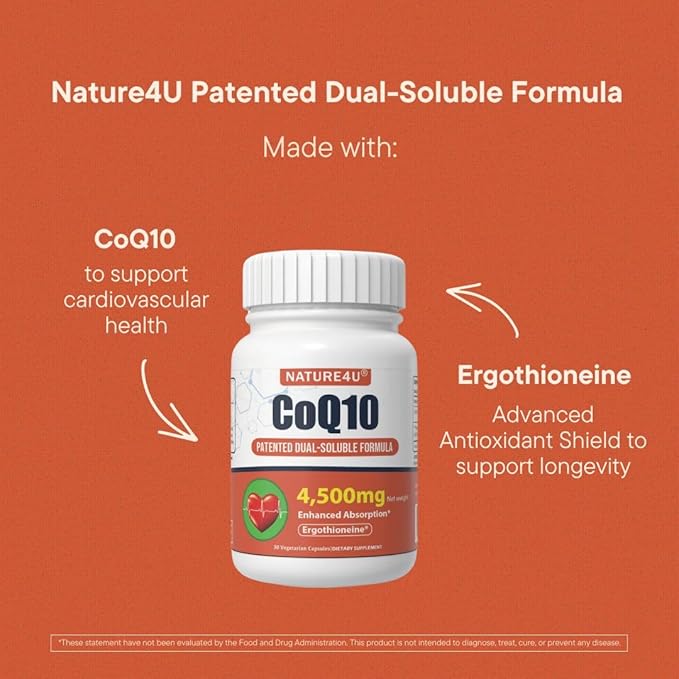 CoQ10 150mg Capsule with L-Ergothioneine - Enhanced Absorption Antioxidant for Heart Health &amp Energy Production Coenzyme Q10 Patented Dual-Soluble Formula 1 Month Supply Pack of 2 (2)