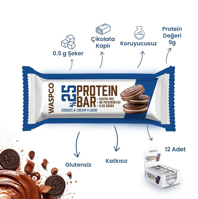 (12 Count) Protein Bars COOKIES AND CREAM Gluten Free with 9g Protein and 0.5g Sugar36 G