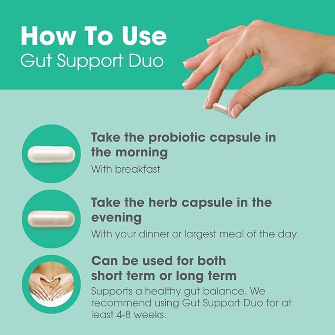 Intoleran Gut Support Duo – Probiotics &amp Herbal Blend for Digestive Health | Helps Ease Occasional Bloating Gas &amp Discomfort | Non-GMO Gluten &amp Soy Free – 60 Capsules (30-Day Supply)