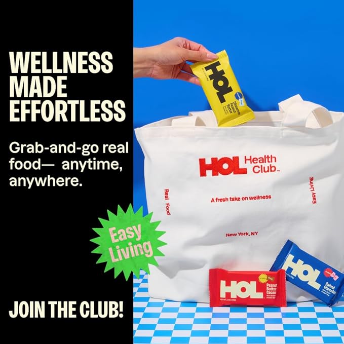 HOL Bone Broth Protein Bars - Peanut Butter Cacao - 20g Whole-Food Protein - Natural Energy Snack Made with Real Ingredients - Gluten-Free No Artificial Additives - Great On-the-Go Fuel - 12 Pack