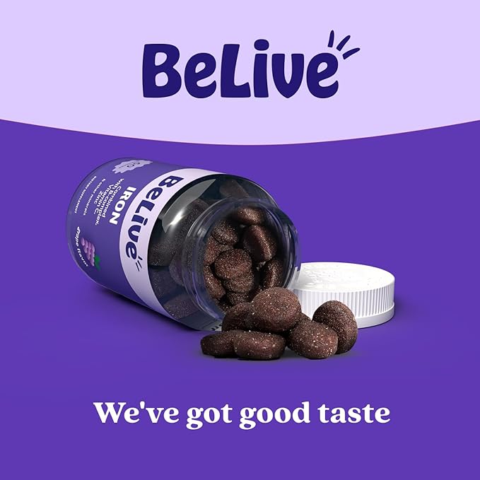 BeLive Iron Gummies - Multivitamin Iron Supplement with Vitamin C A B &amp Zinc Supports Blood Oxygen Vegan Supplements for Women Men &amp Kids for Growth and Development - Grape Flavor | 3-Pac