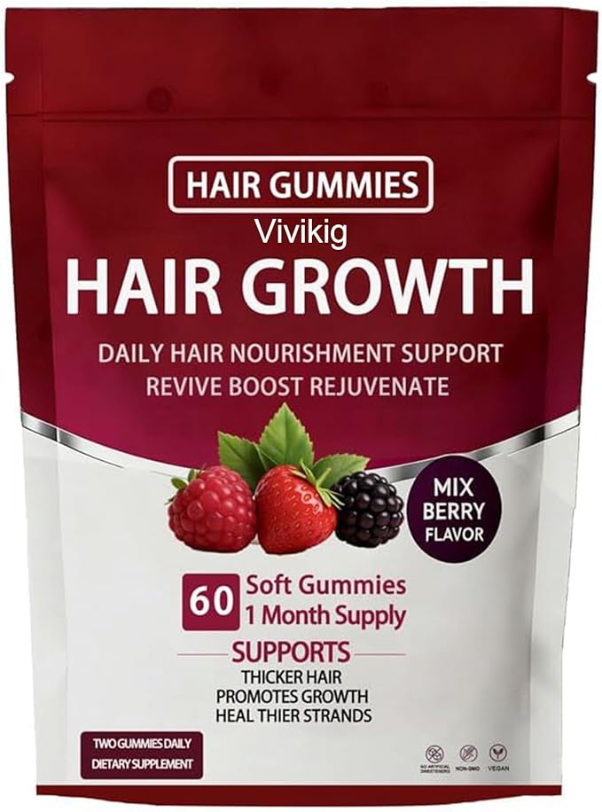 Lumin Hair Growth Gummies – Daily Hair Nourishment with Biotin Collagen &amp Botanical Extracts – Supports Thicker Stronger &amp Healthier-Looking Hair – Mixed Berry Flavor 60 Gummies (1)