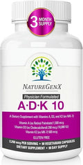 ADK10 – ADK Vitamin Supplement | High Potency Vitamins A D3 (10000 IU) &amp K2 MK-7 for Bone Heart &amp Immune Health | 90 Tiny Capsules | 3 Month Supply | Non-GMO Gluten Free
