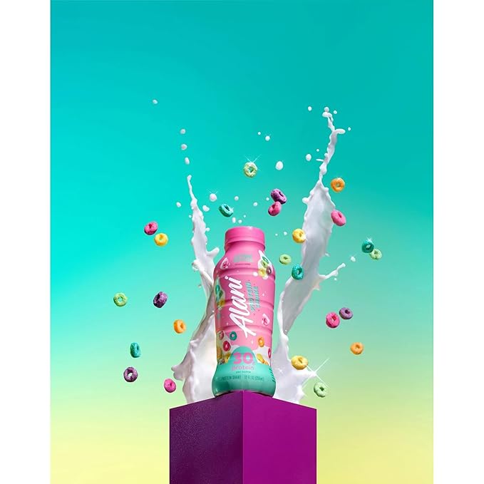 Alani-Nu Protein Shake Fruity Cereal Flavor 30g Protein Per Bottle Lactose-Free Gluten-Free Low Sugar High-Protein Drink for Muscle Growth Perfect for Breakfast or Post-Workout 2 Box With 4Ct