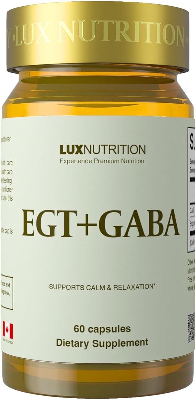 EGT + GABA Supplement | Antioxidant Support &amp Relaxation Aid | Supports Calm Mental Clarity &amp Balanced Mood | 60 Capsules