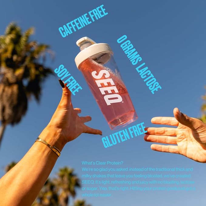 SEEQ Clear Protein Powder - Blue Razz Freeze - 22 Servings - 22g Clear Whey Protein Isolate - Zero Sugar - 0g Lactose - Allergen Friendly - GLP1 Support - Bone Health - Muscle Post Workout Recovery