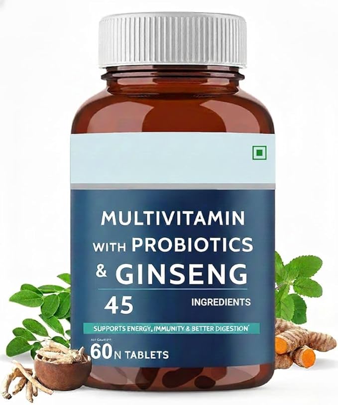 Multivitamin Tablets for Men &amp Women with Probiotics &amp Ginseng | Multivitamin Supplement with 45 Ingredients (60 Tablets)