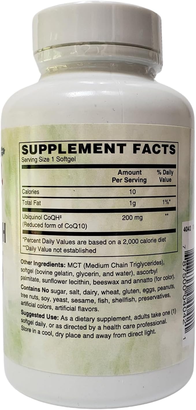 Holly Hill Health Foods Ubiquinol CoQH 200 mg 60 Softgels