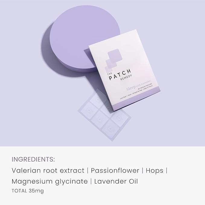 The Patch Remedy Sleep with Lavender Patch | Valerian Passionflower Hops Magnesium Glycinate Lavender | 30 Patches