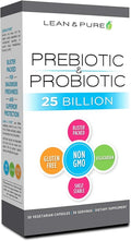 Lean &amp Pure Prebiotic &amp Probiotic 25 Billion Live and Shelf Stable Cultures 30 Count Non GMO Vegetarian Gluten Free