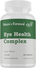 Nature's Renewal Eye Health Complex Supplement - Lutein Zeaxanthin Lycopene Bilberry Eyebright Carotenoids Macular Support Herbs Sight Care Vitamins Vision Antioxidants - 60 Capsules