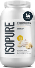 Isopure Zero Carb 100% Pure Whey Isolate Protein Powder Gluten Free With Vitamins Banana Cream 25g Protein Per Serving 3 Lbs 44 Servings (Packaging May Vary)