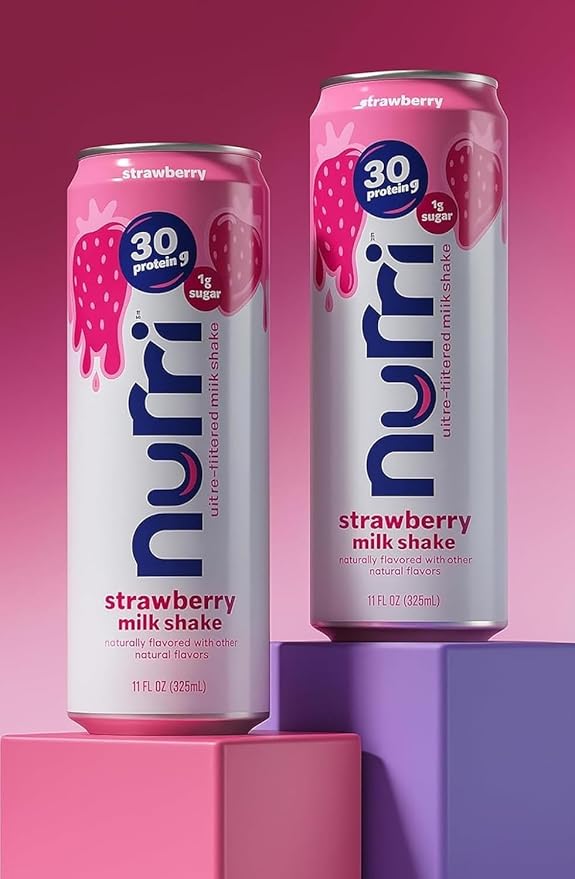 Nurri Ultra-Filtered Protein Milk Shake Variety Pack 30g Protein Low Sugar Lactose Free – 8 Ready-to-Drink 11 fl oz Cans (4 Strawberry 4 Vanilla)