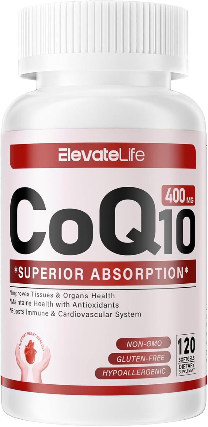CoQ10-400mg-Softgels with PQQ BioPerine &amp Omega-3 Coenzyme Q10(Ubiquinone) Supplement for High-Absorption Powerful-Antioxidant Support Heart &amp Energy-Production 120 Servings