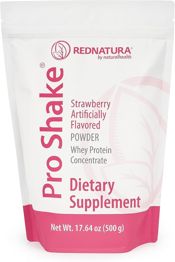 Pro Shake by RedNatura – Chocolate Whey Protein Powder | Nutritional Supplement for Energy Muscle Support &amp Daily Nutrition – 17.64 oz (500 g) (Strawberry)