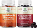 Bundle of Potent Daily Multivitamin Gummies for Adults and Natural Cranberry Gummies for Women and Men - Wellness Blend of Vitamin D A C E B12 Zinc and Biotin - Extra Strength Delicious Antioxidant